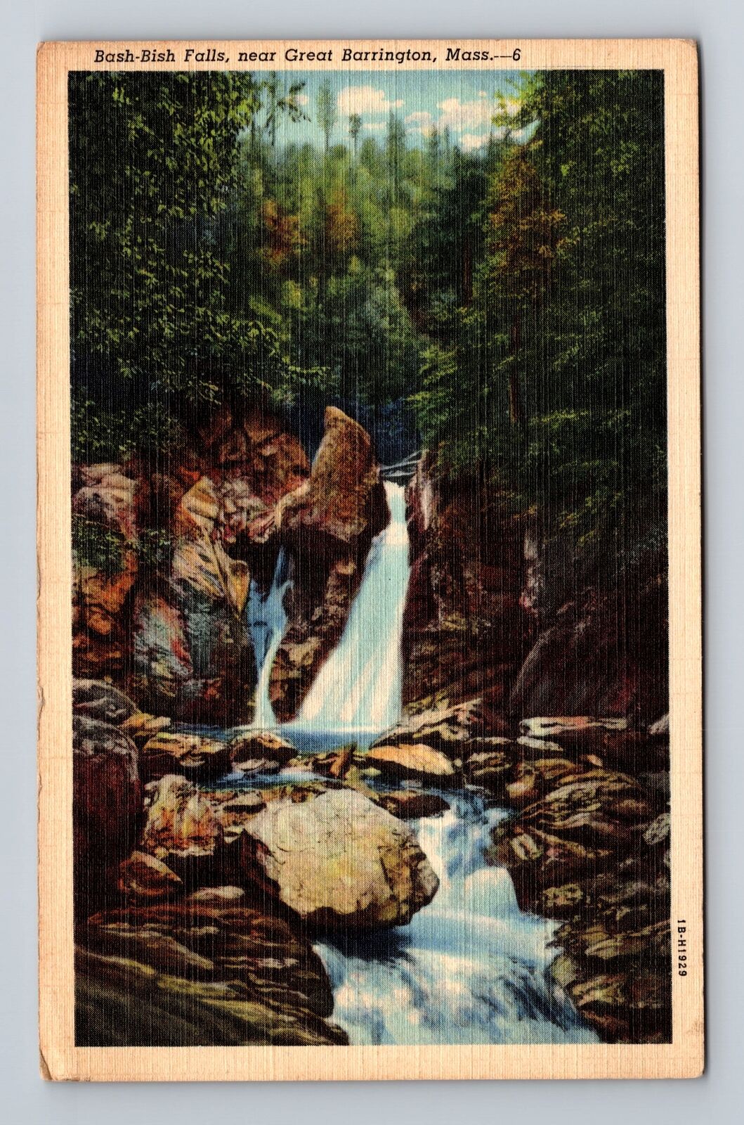 Great Barrington MA-Massachusetts, Bash Bish Falls, Vintage c1944 Postcard