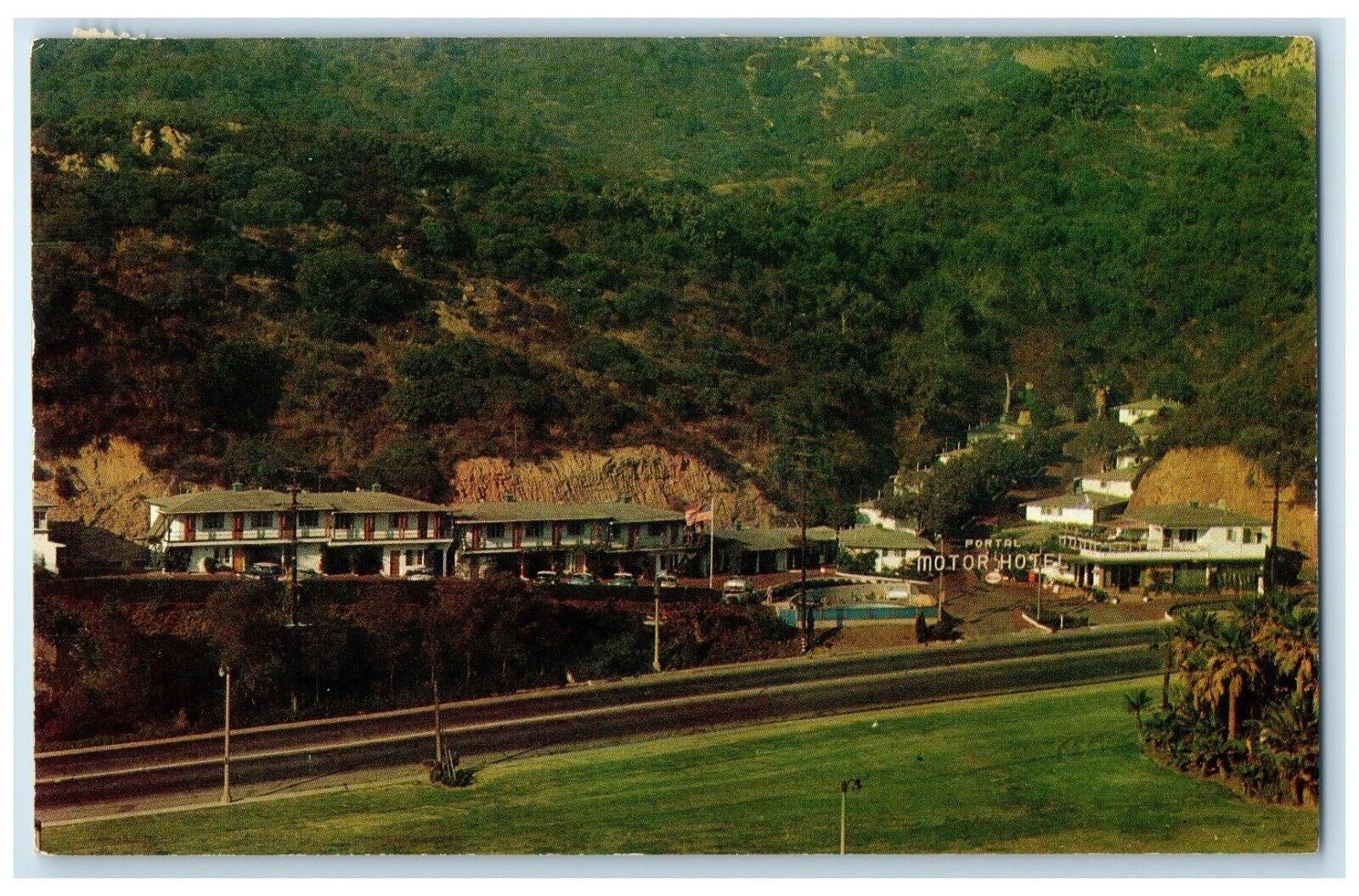 c1950's View Of Portal Motor Hotel Hollywood California CA Vintage Postcard