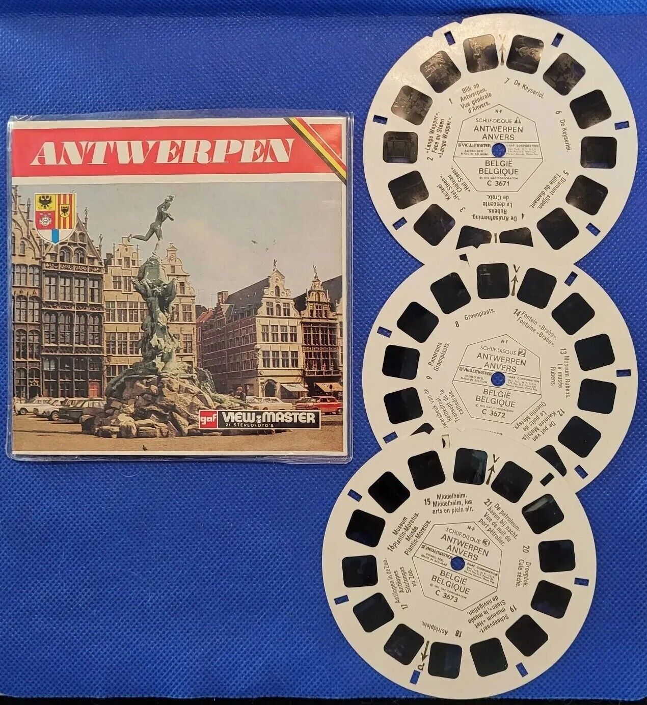Gaf C367 Antwerpen Antwerp Belgium Vintage view-master 3 Reels Folder Packet