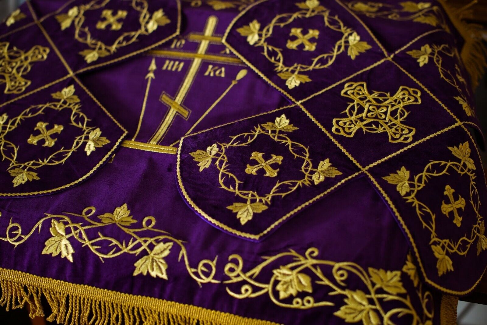 Chalice covers set dark purple for Great Lent
