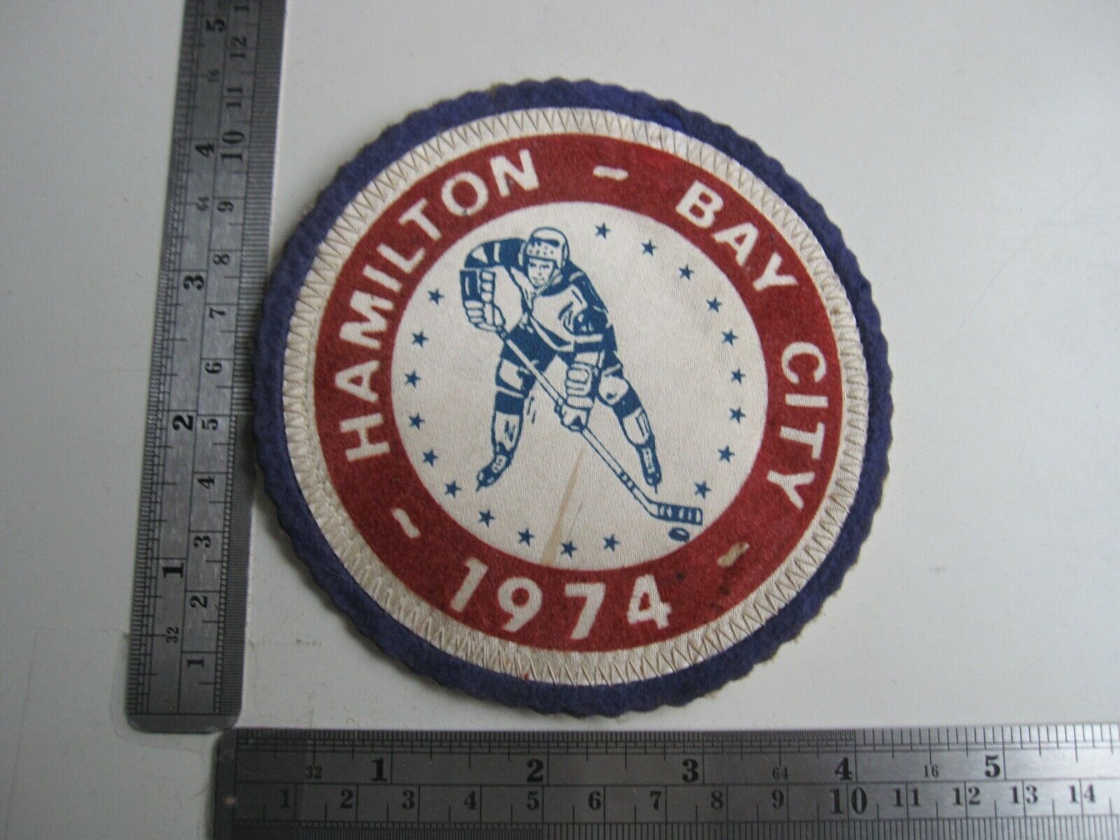 Vintage 1974 Hamilton Bay City Hockey Patch BIS