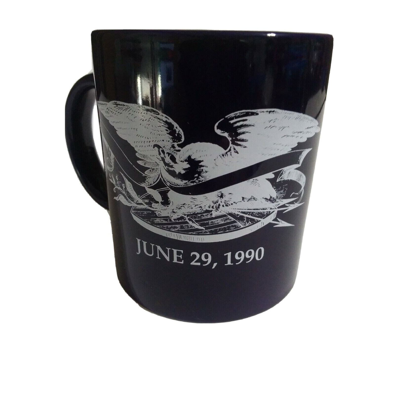 Ronald Reagan Presidential Salute 1990 Vintage Blue White Trim Cup Mug