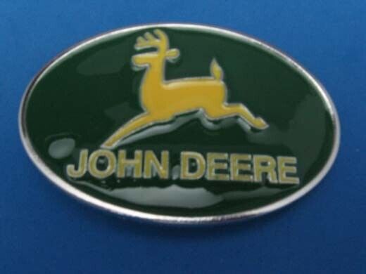 Vintage John Deere pewter style metal belt buckle Made in USA - Collectible