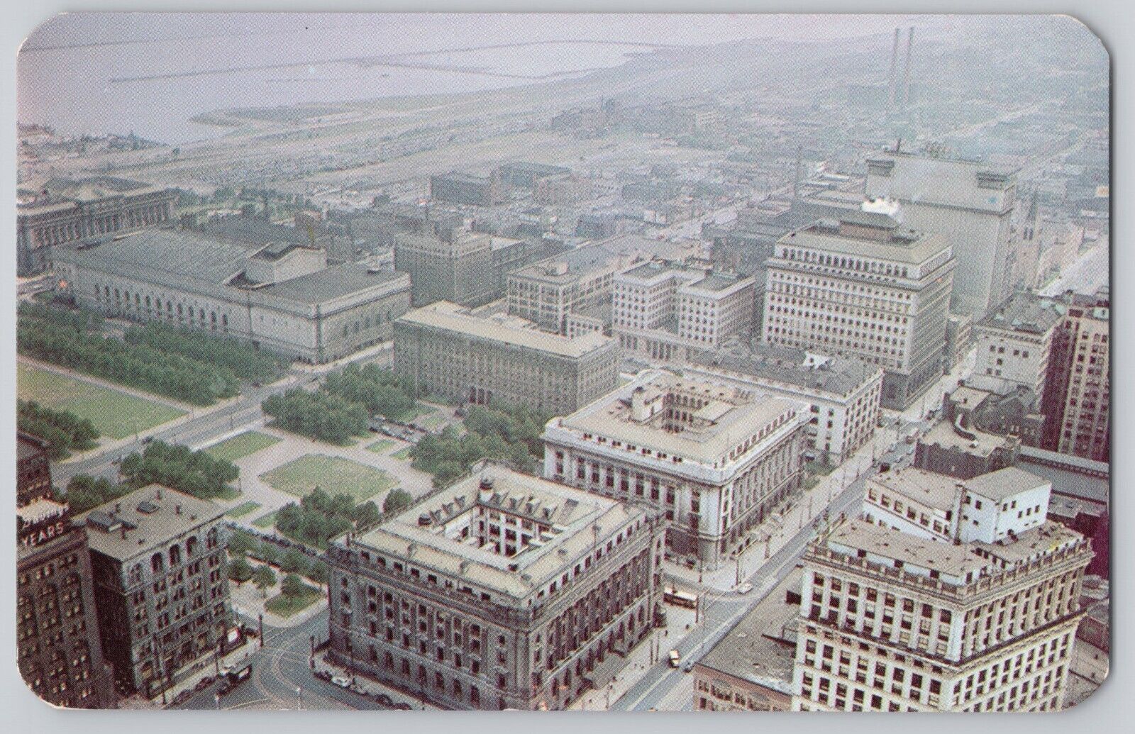 View From Terminal Tower Cleveland Ohio OH 1960s Chrome Postcard Rounded Corners