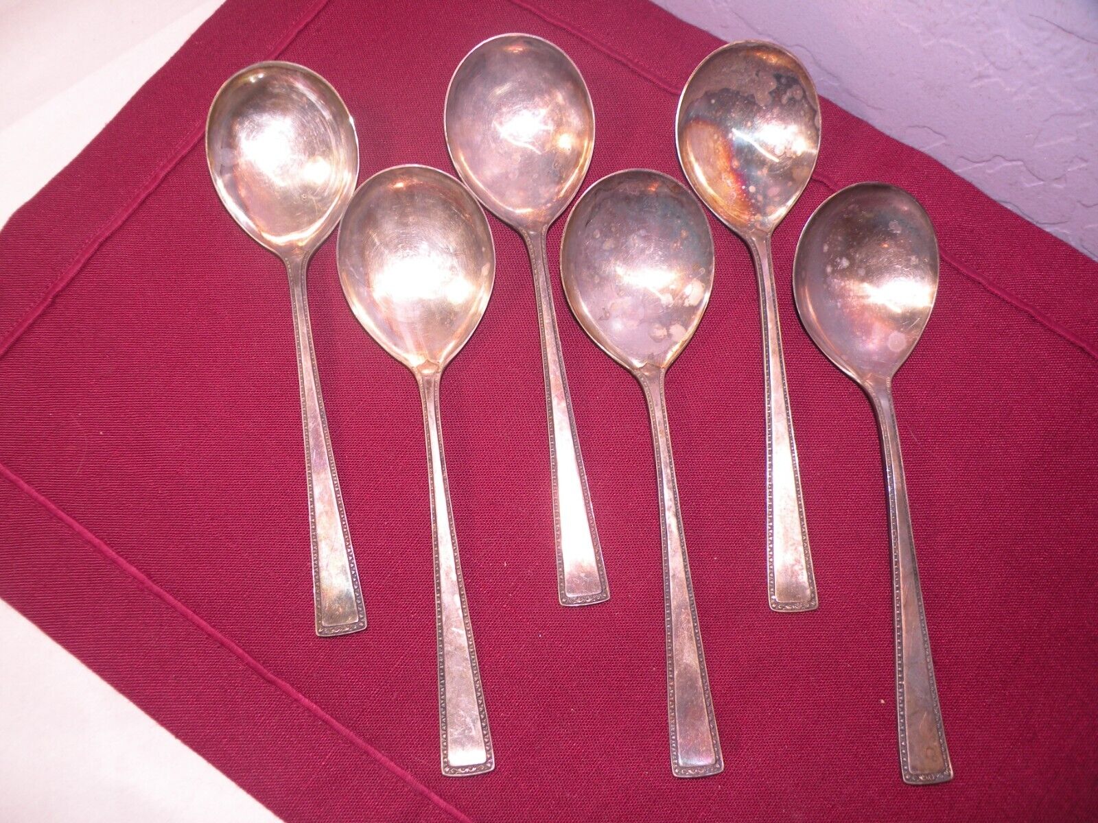 Set Of 6 Alvin Classic Silverplate 1925 Round Bowl Gumbo Soup Spoons 7 In. GG3
