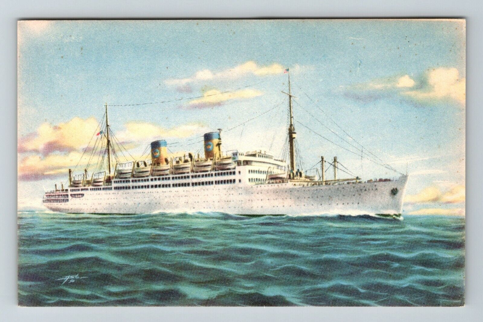 M/S Italia Homelines Ship  Vintage Souvenir Postcard