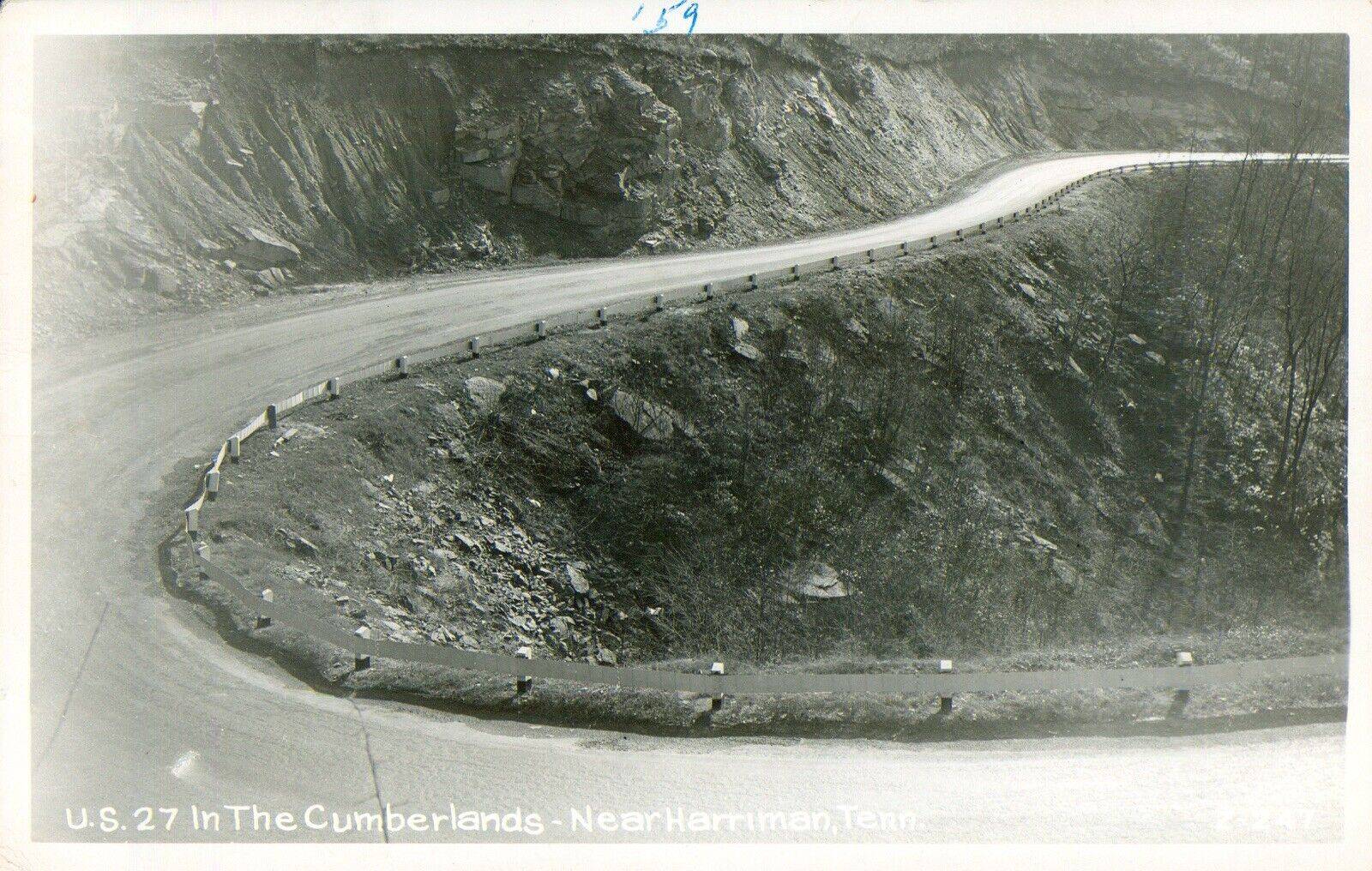 POSTCARD RPPC c1959 Vintage TENNESSEE U.S.27 The Cumberlands, Near Harriman