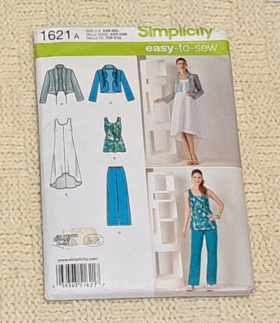 Simplicity #1621  Misses Summer Pullover Dress Tunic Pants   XXS-XXL NEW