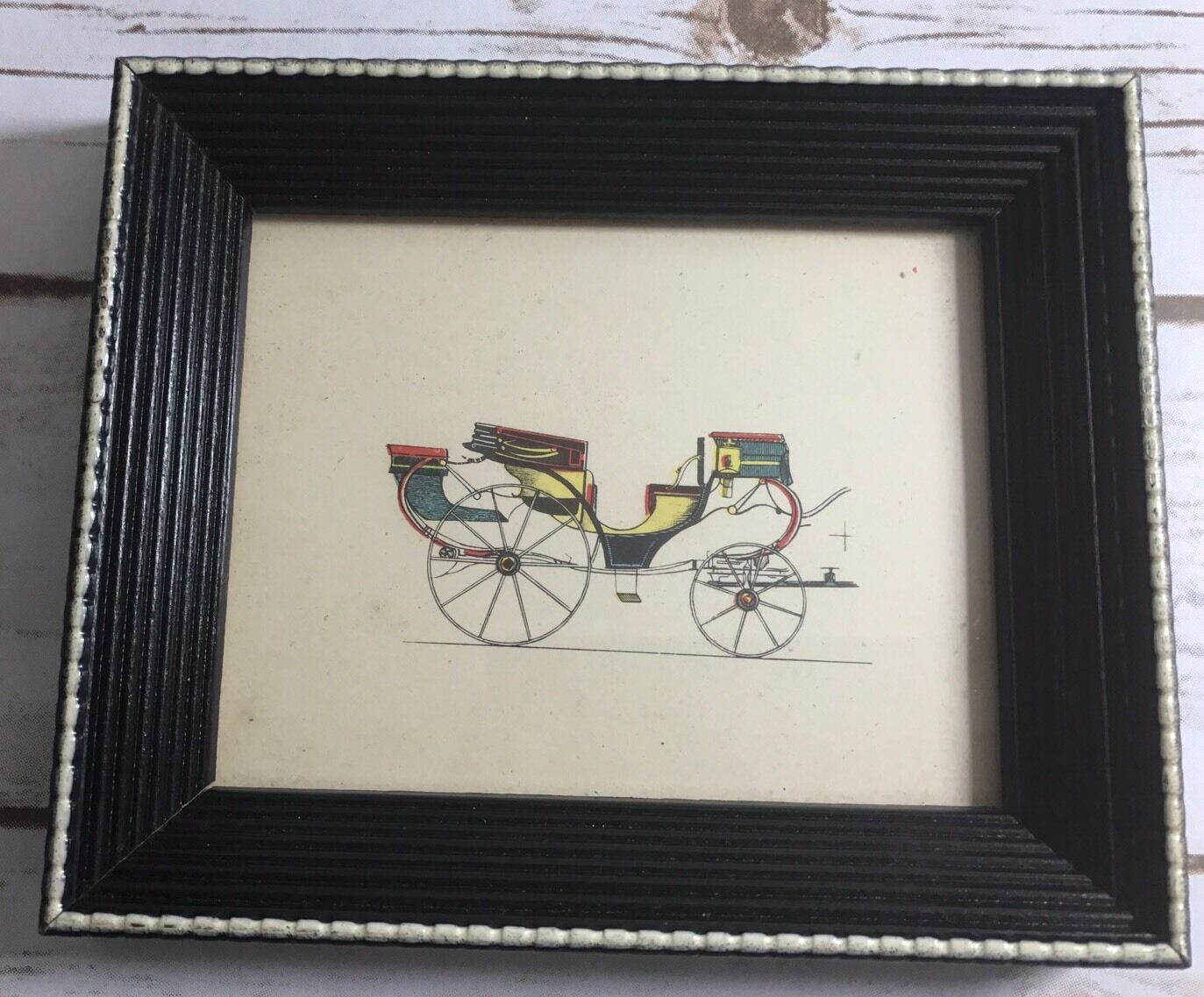 Vintage Framed Historic  Art Buggy Carriage Picture Painting Drawing
