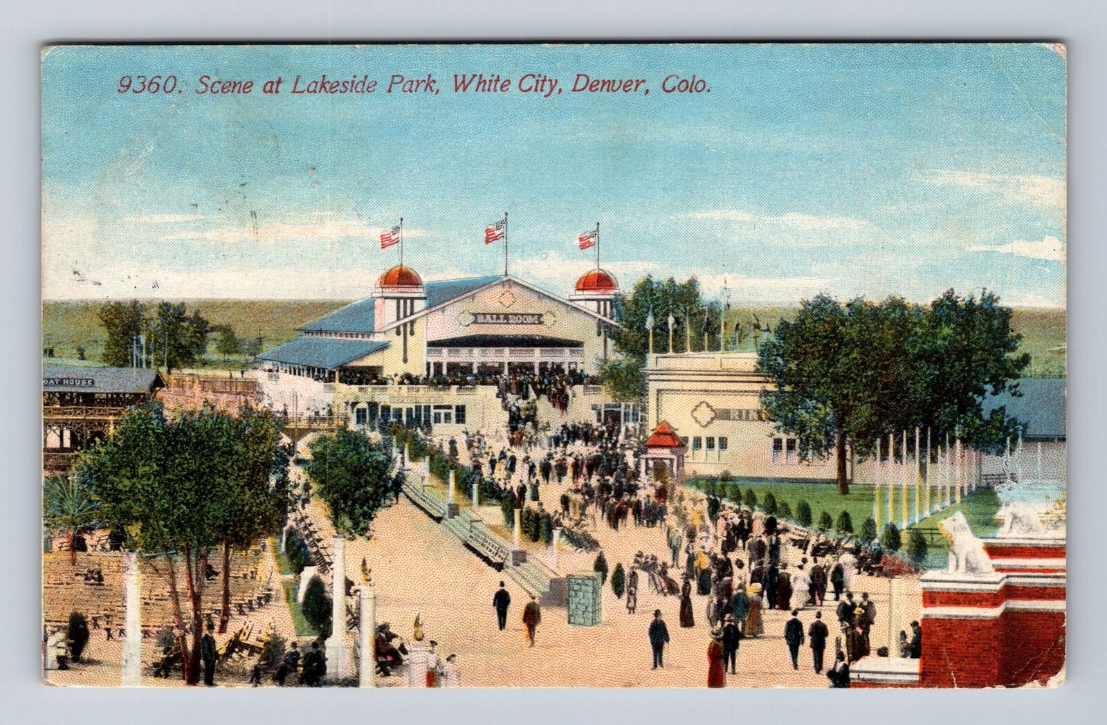 Denver CO-Colorado, Scenic View Lakeside Park, Antique Vintage c1915 Postcard
