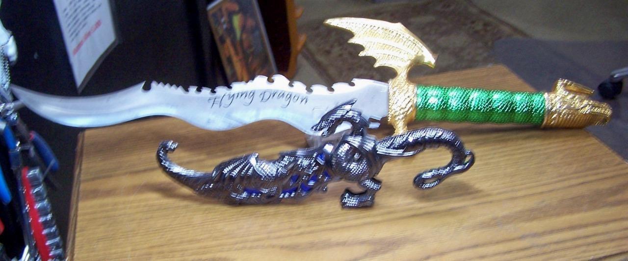 2 Unique  Flying Dragon Swords Gold & Green 22