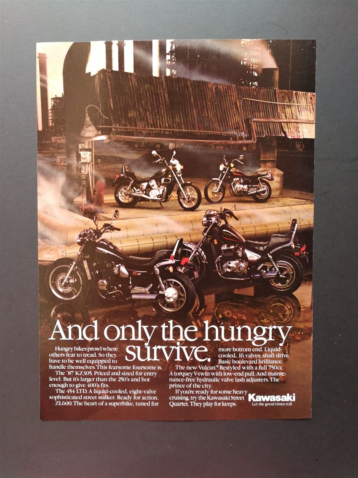 Vintage 1987 Kawasaki KZ305 ZL600 454 LTD - Full Page Color Ad