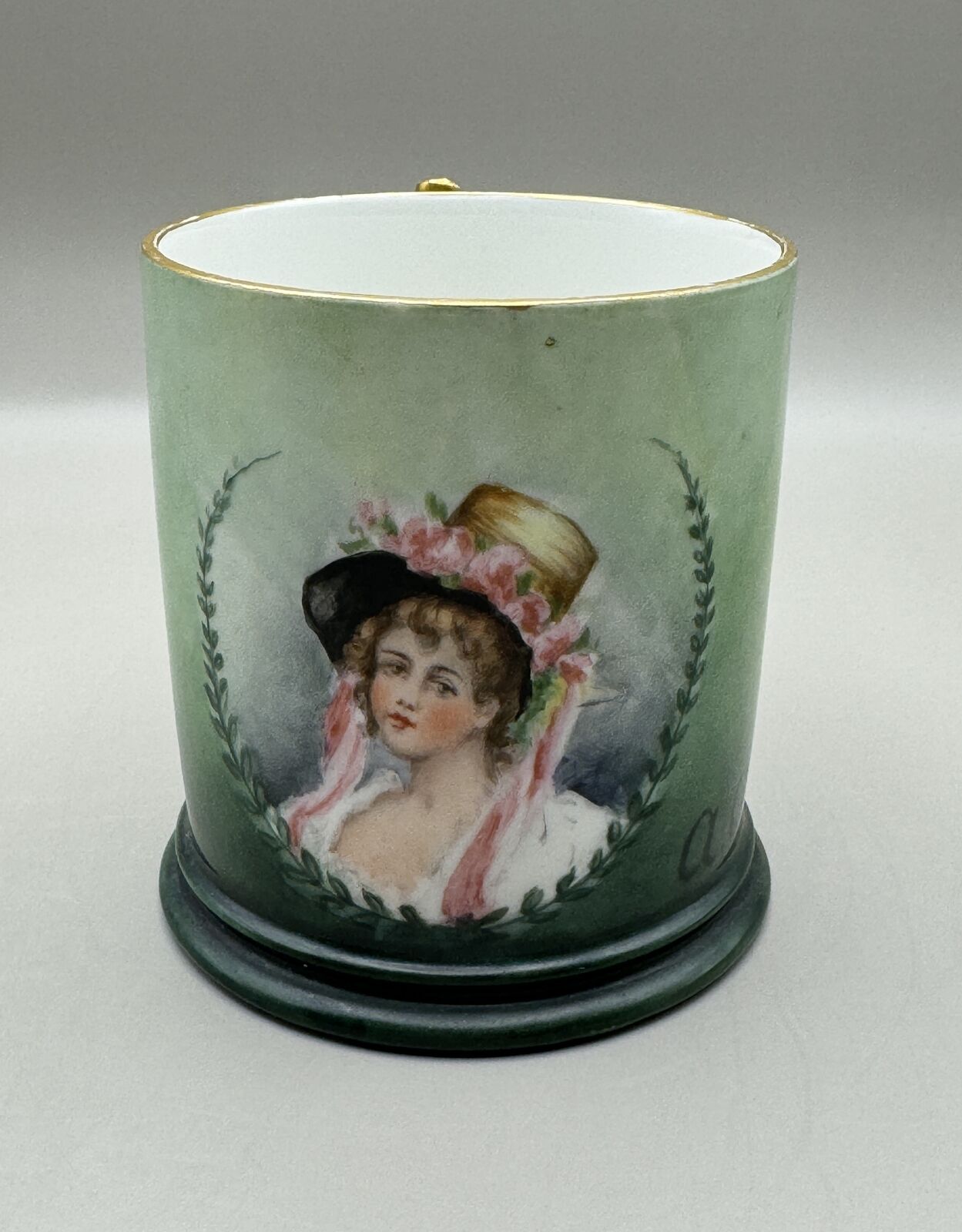 J.P. L. France Porcelain Coffee Cup, Hand-Painted Portrait