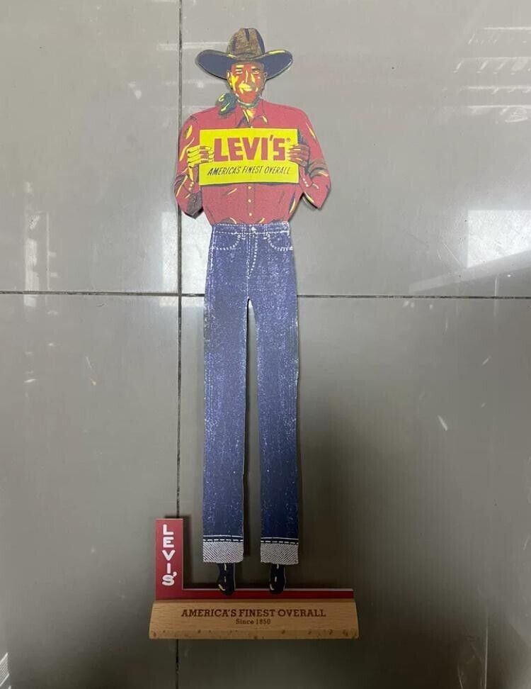 LEVI'S Vintage Style Store Cowboy Guy Shaped Promo Banner Display Sign