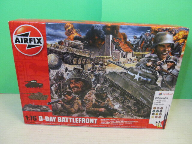 Airfix D-Day Battlefront Diorama with Sherman & Tiger Tanks w Infantry, 1:76