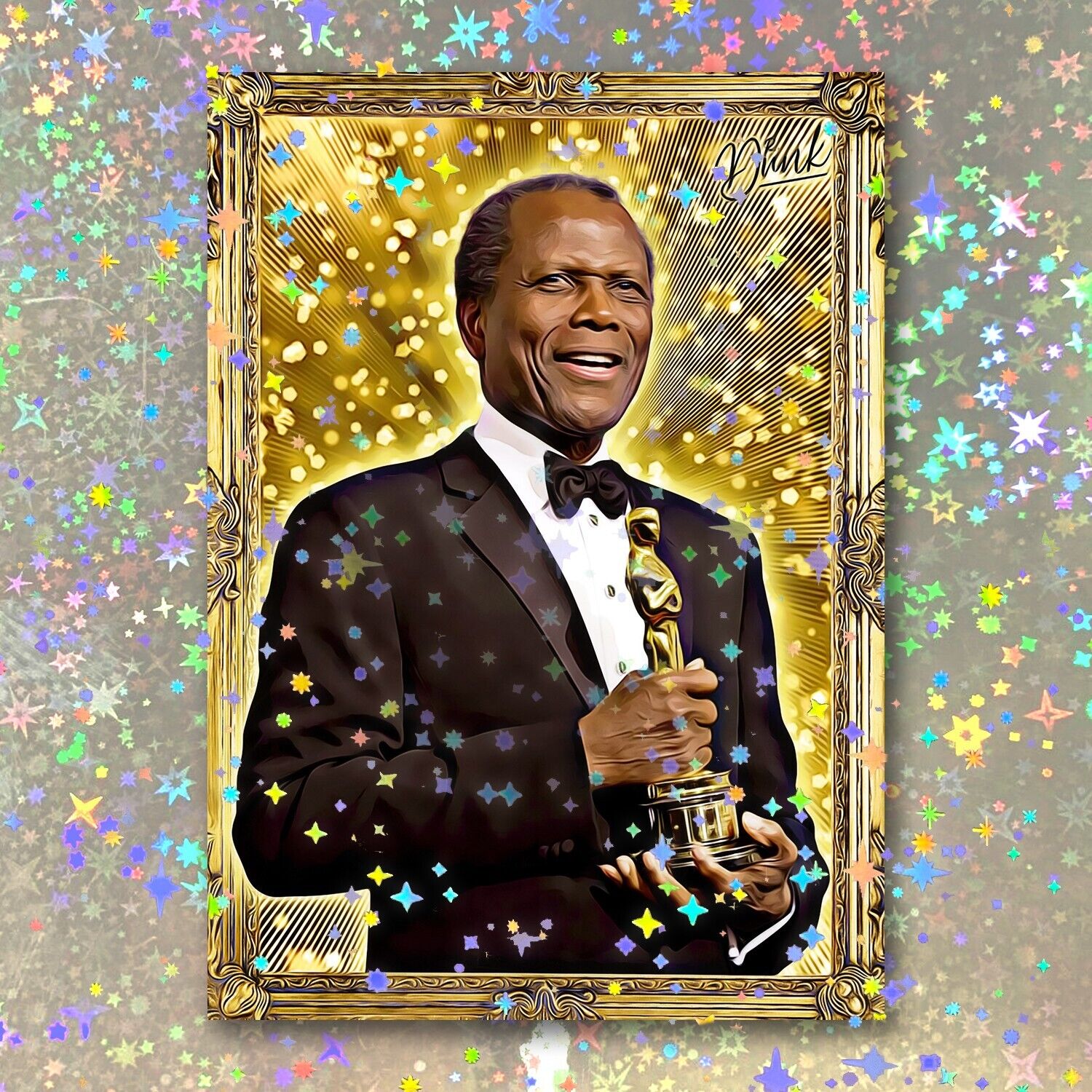 Sidney Poitier Holographic Gold Getter Sketch Card Limited 1/5 Dr. Dunk Signed