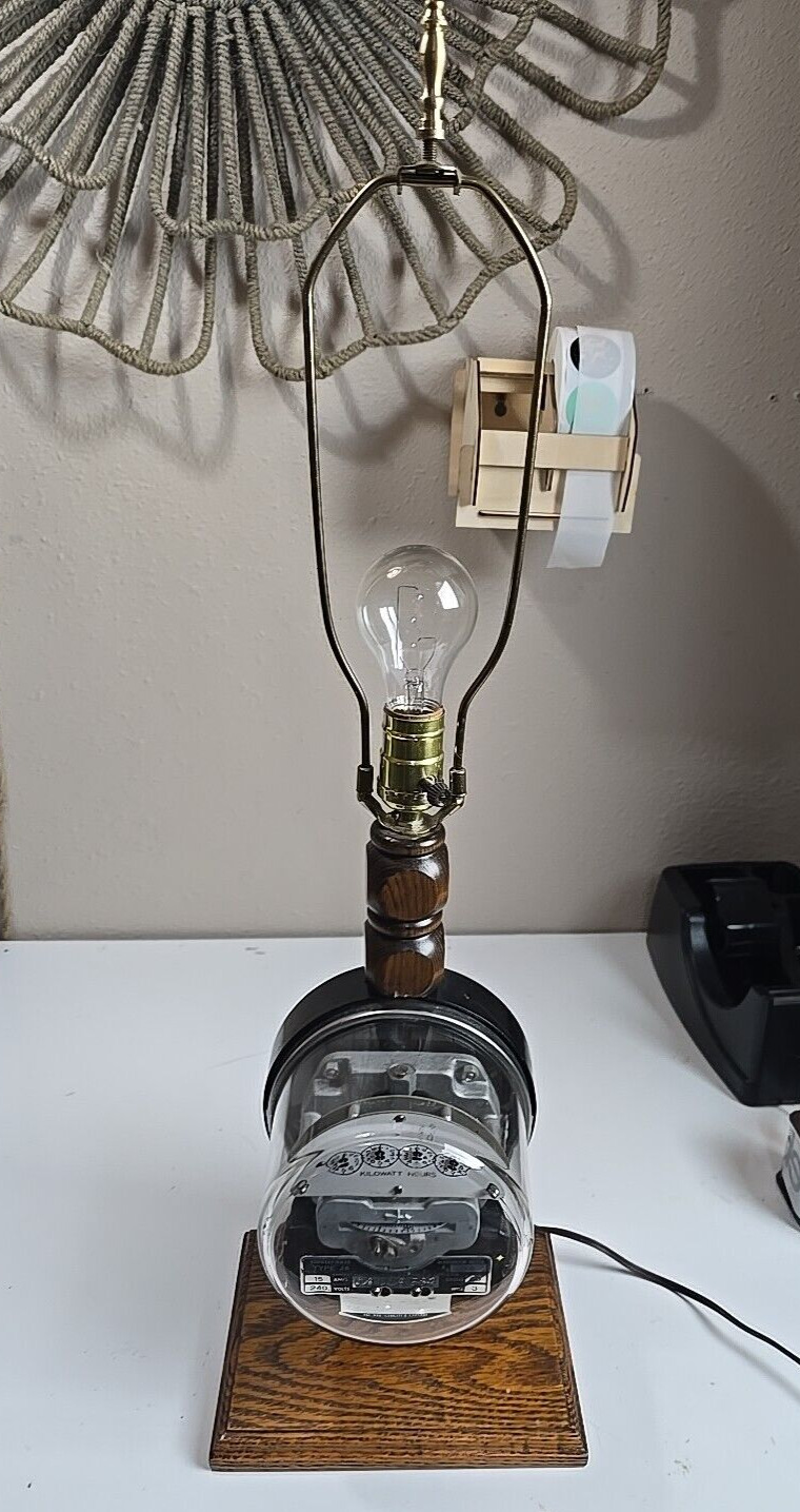 Vintage Unique Enclosed Rustic Industrial Steampunk Electric Meter Table Lamp