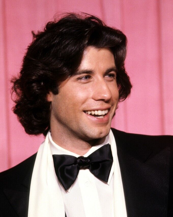 John Travolta 8x10 Real Photo candid smiling in tuxedo 1975