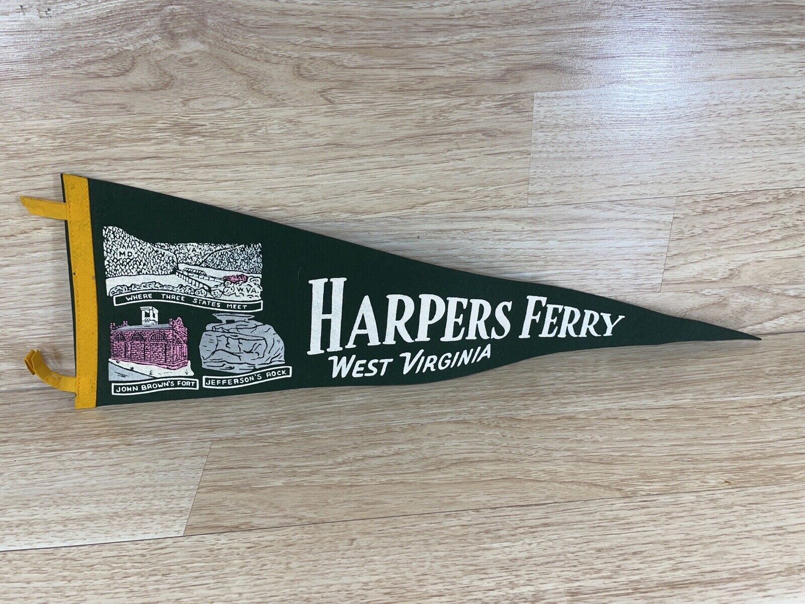 Vintage Harpers Ferry WVa Felt Pennant Flag State Travel Souvenir Collectible