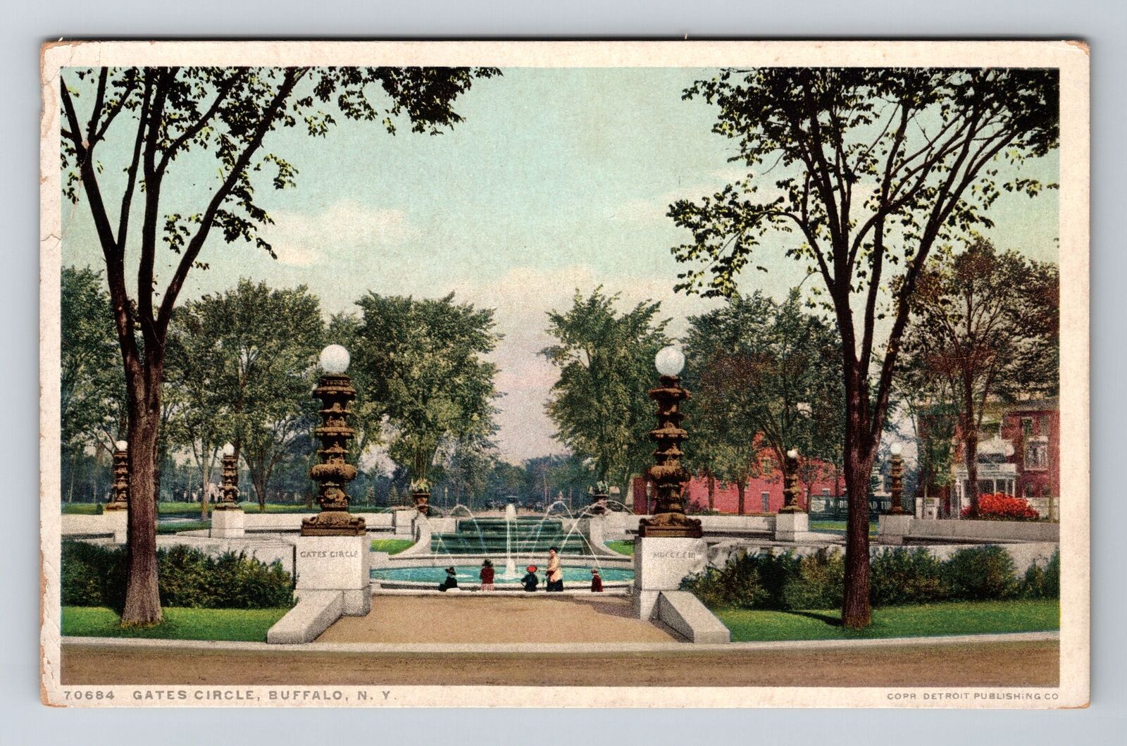Buffalo NY-New York, Gates Circle, Antique Vintage Souvenir Postcard