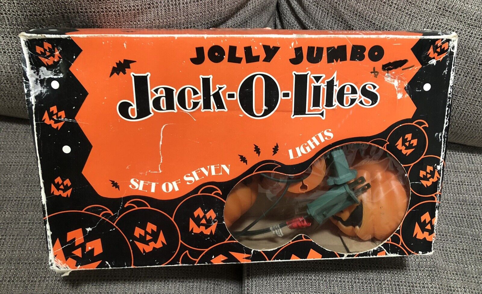 Vintage Halloween Jolly Jumbo Jack All Lites Jack-O’-Lantern String￼ Of Pumpkins
