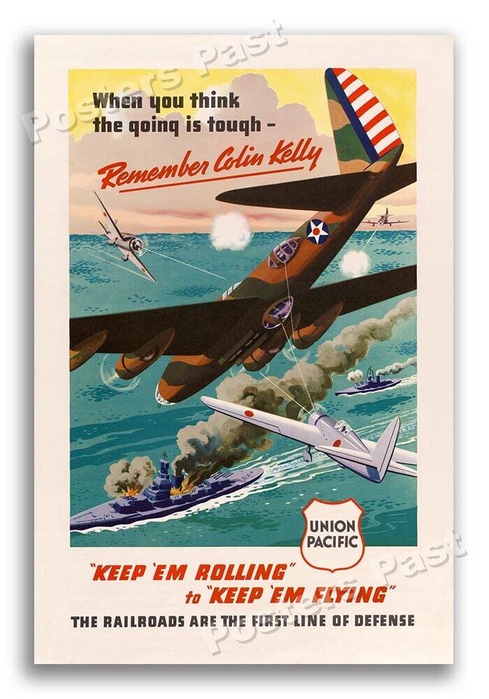 1940s “Remember Colin Kelly” WWII Historic Propaganda War Poster - 24x36