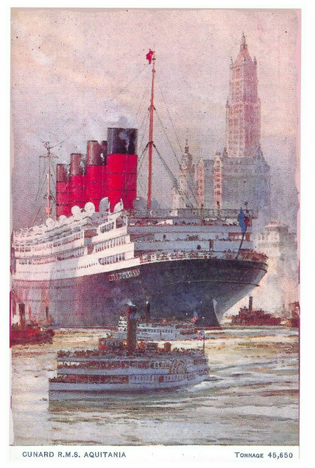 NEW Postcard Cunard RMS Aquitania, Boat, Ship 1M