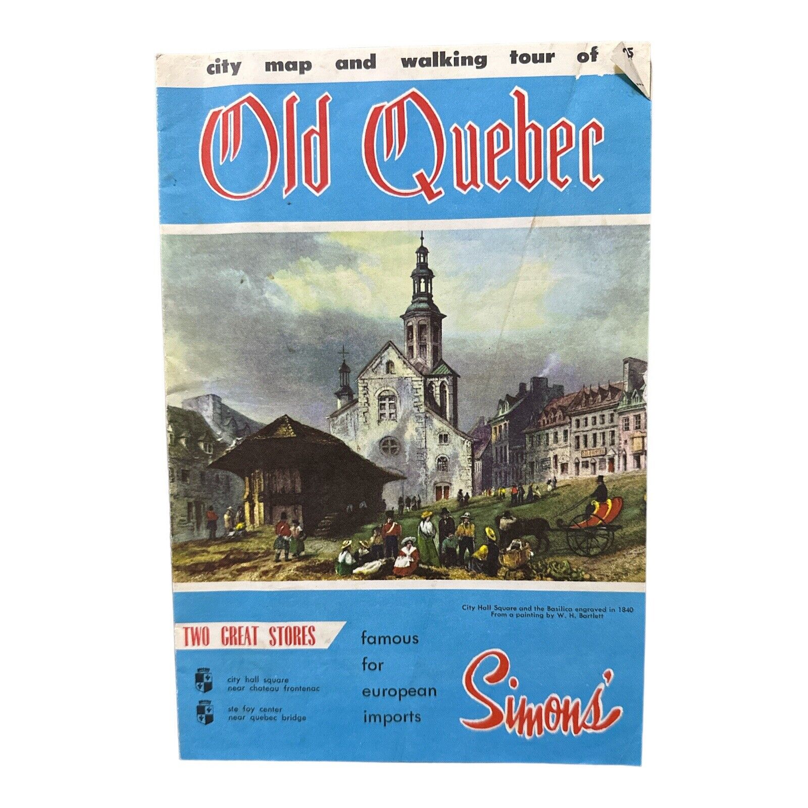 Vintage Old Quebec Simons\' Store City Map Walking Tour Vintage Paper Booklet