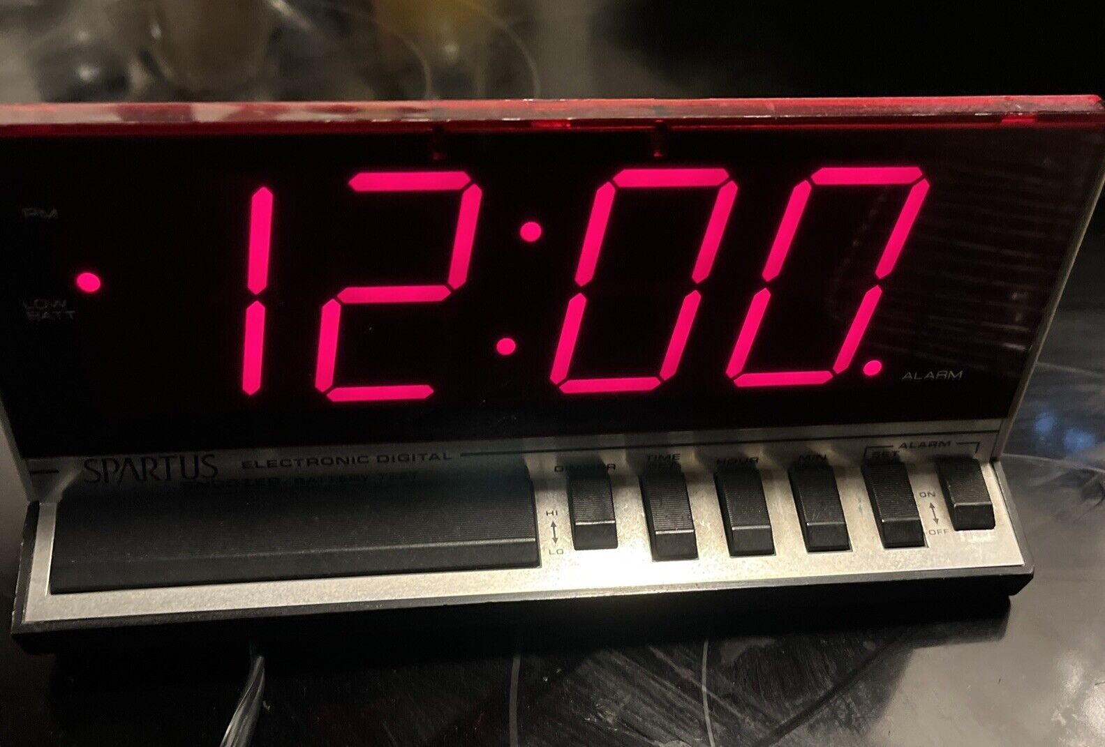 Vintage Spartus Digital Alarm Clock Model 1140 Battery Backup Red Display Tested