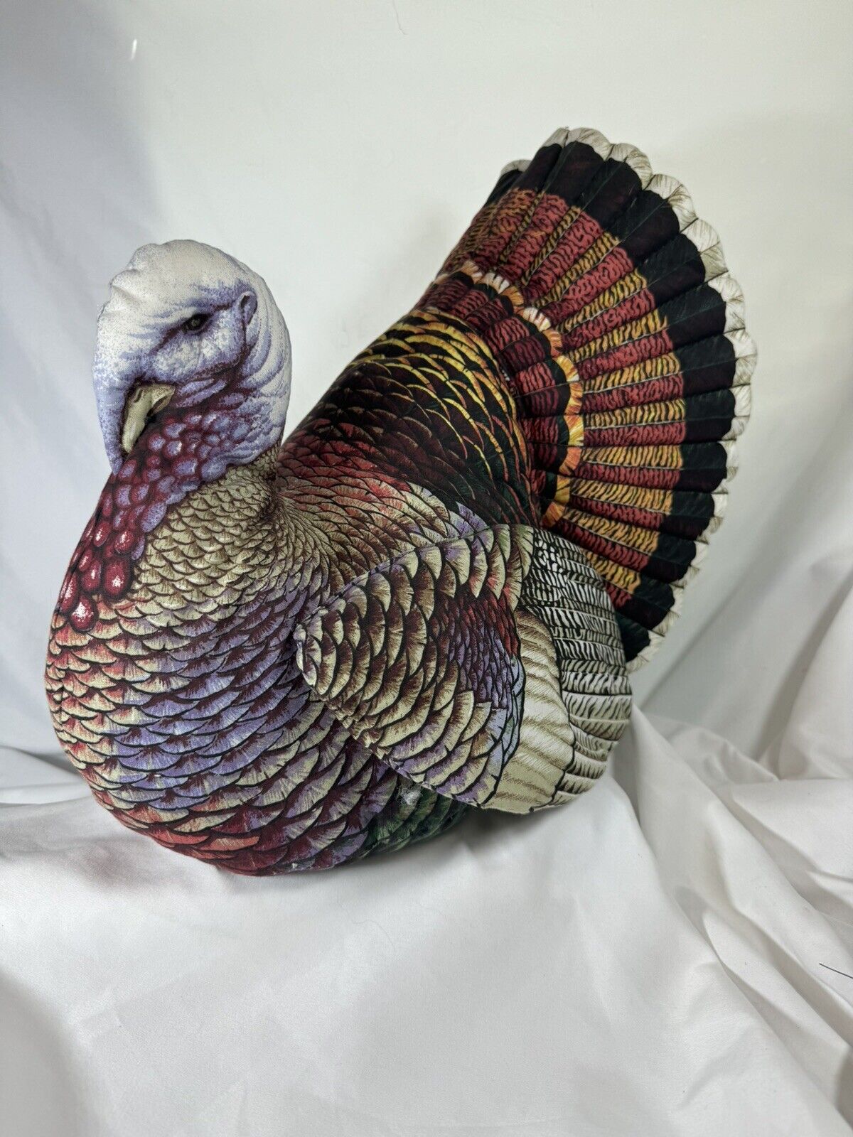 LARGE TOM TURKEY Thanksgiving Centerpiece or Decoration Plush Detailed