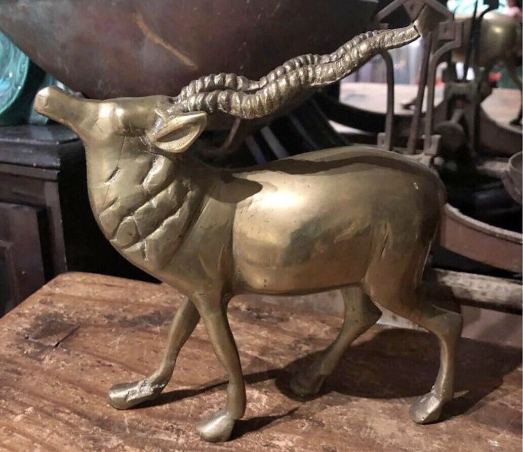 Antique Rare Heavy Brass Antelope: $270 Free Postage