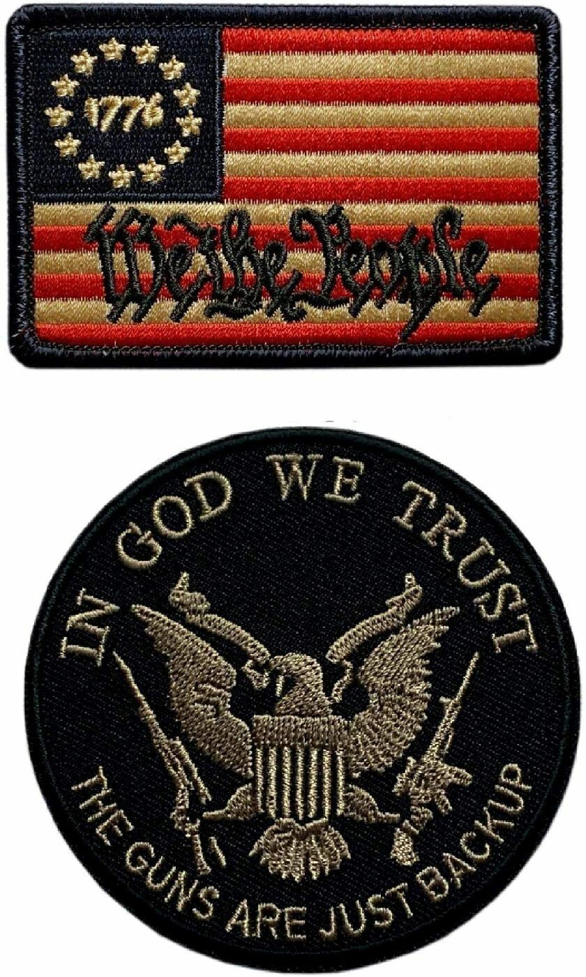 We The People 1776 in God We Trust Patch[2PC Bundle -Hook Backing -ZL8-WP9]