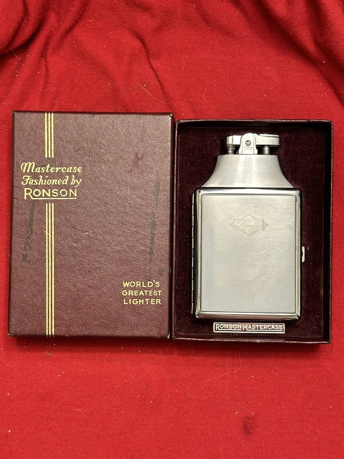 Vintage New Ronson Master case Cigarette Case Lighter With Original Box