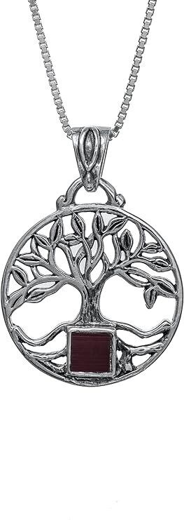 Nano Sim Old Bible Silver Pendant - Tree Of Life with Round Frame