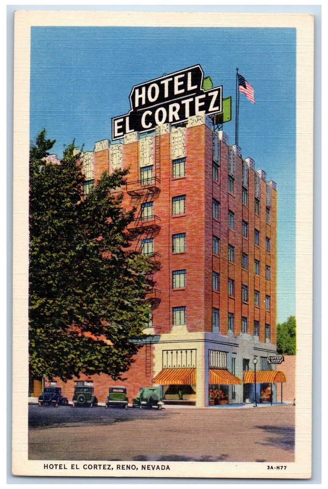 Reno Nevada NV Postcard The Hotel El Cortez Building Exterior c1960\'s Vintage