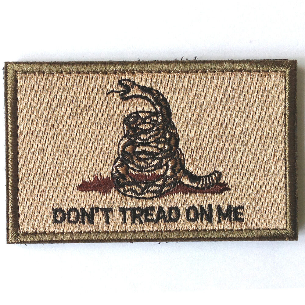 2PCS DTOM Don't Tread On Me Embroider Military Tactical Snake Hk/Lp Patch Desert