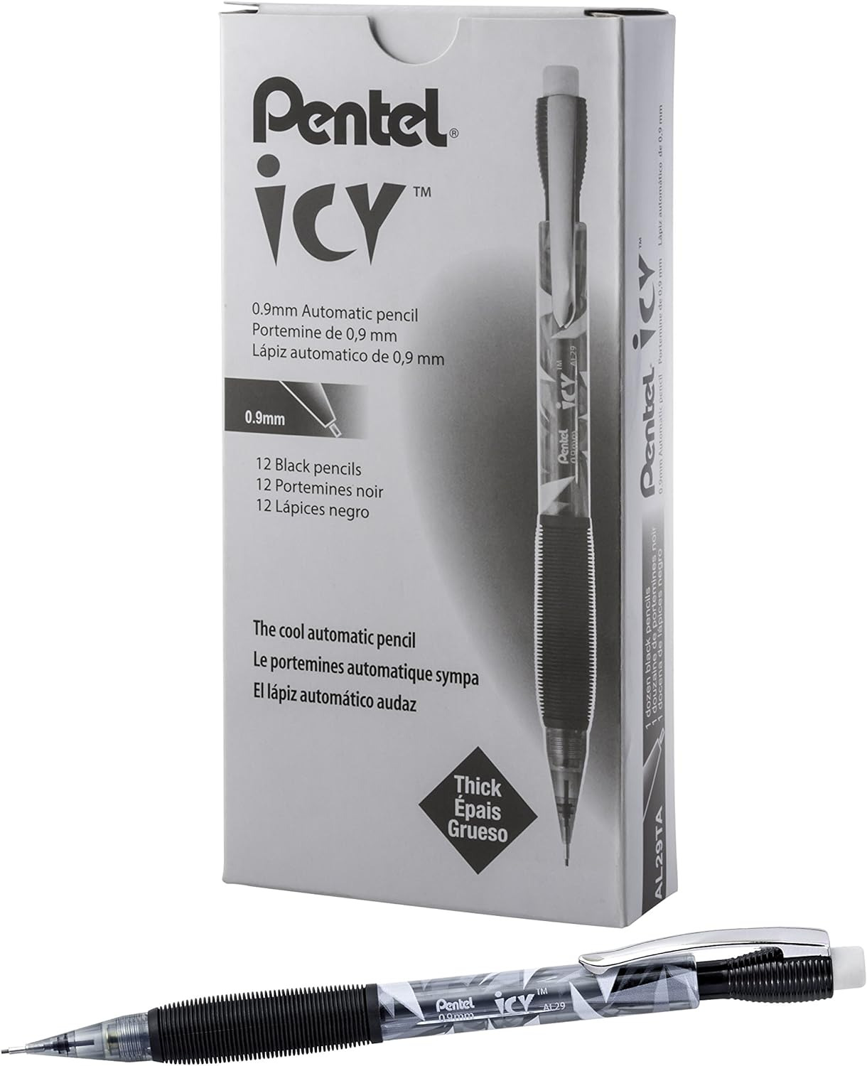 ICY Mechanical Pencil, (0.9Mm), Tinted Black Barrel, 12 Pack (AL29TA), 0.9 Mm