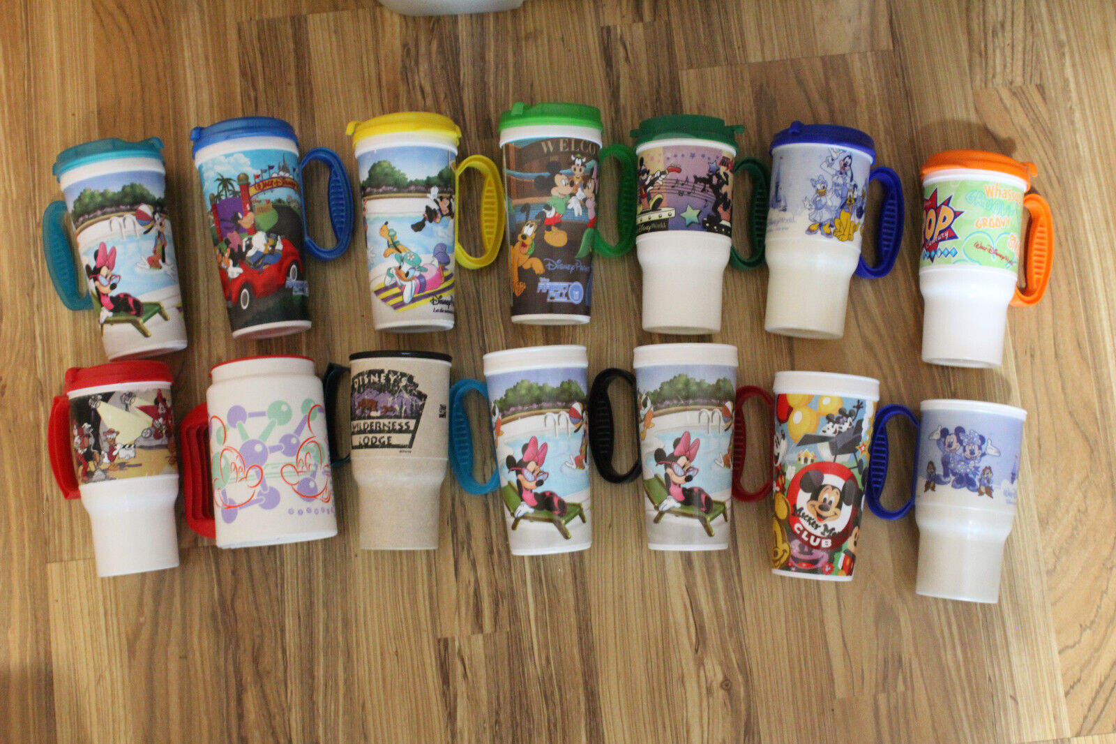14 Lot Huge Vintage Walt Disney World Resort Refill Travel Mug Cup w/without lid