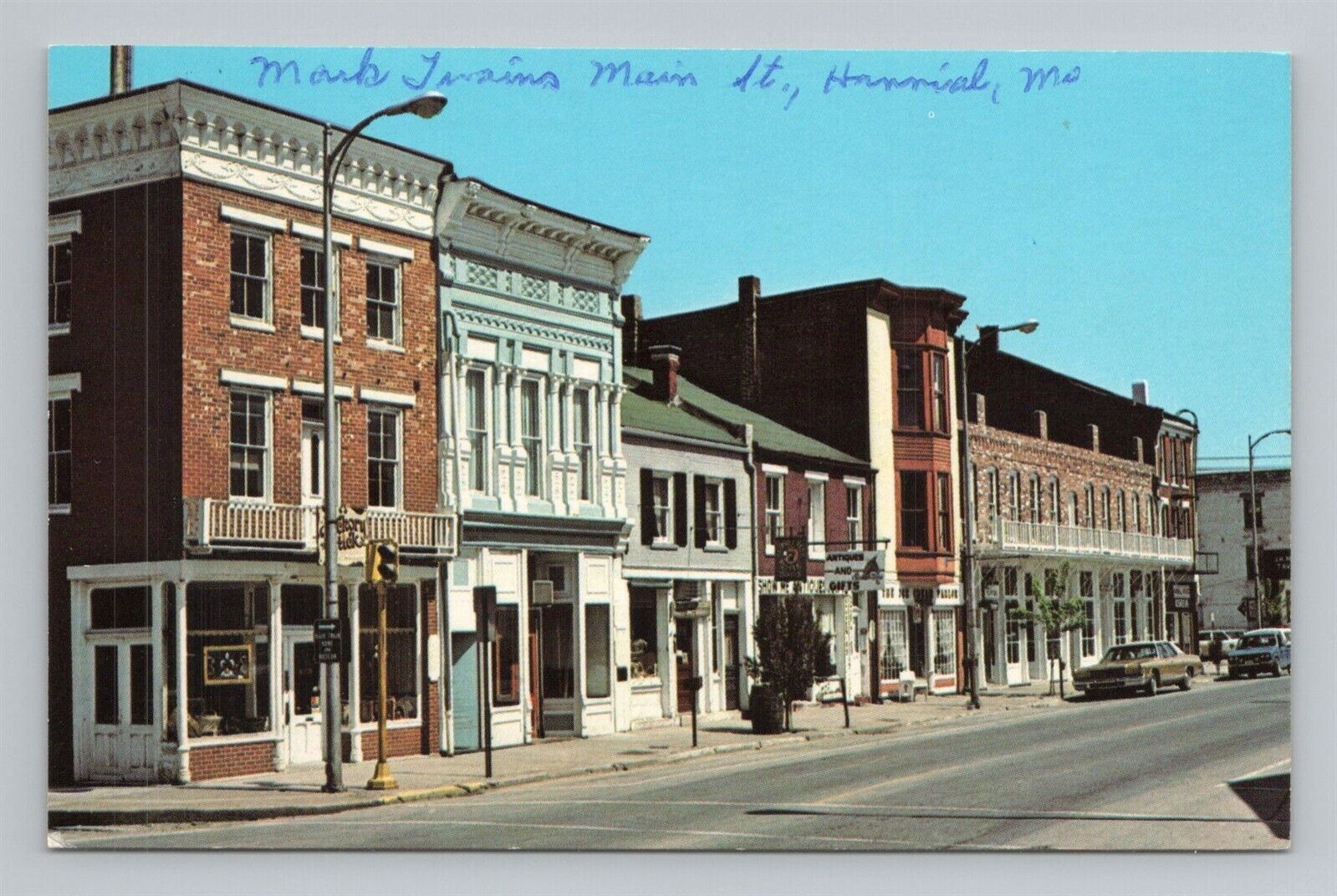 Mark Twain\'s Main Street Hannibal Missouri MO c1980s Vtg Chrome Postcard FLAW