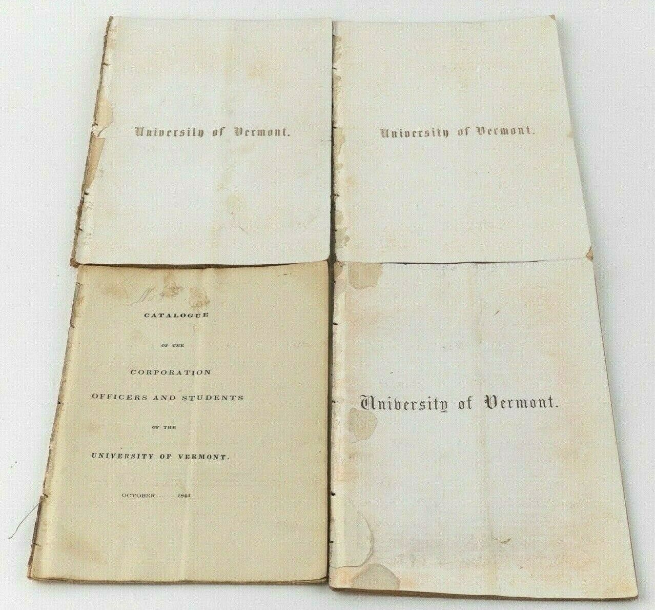 Catalogue Officers and Students University of Vermont 1844 1851 1852 1853 - Lot