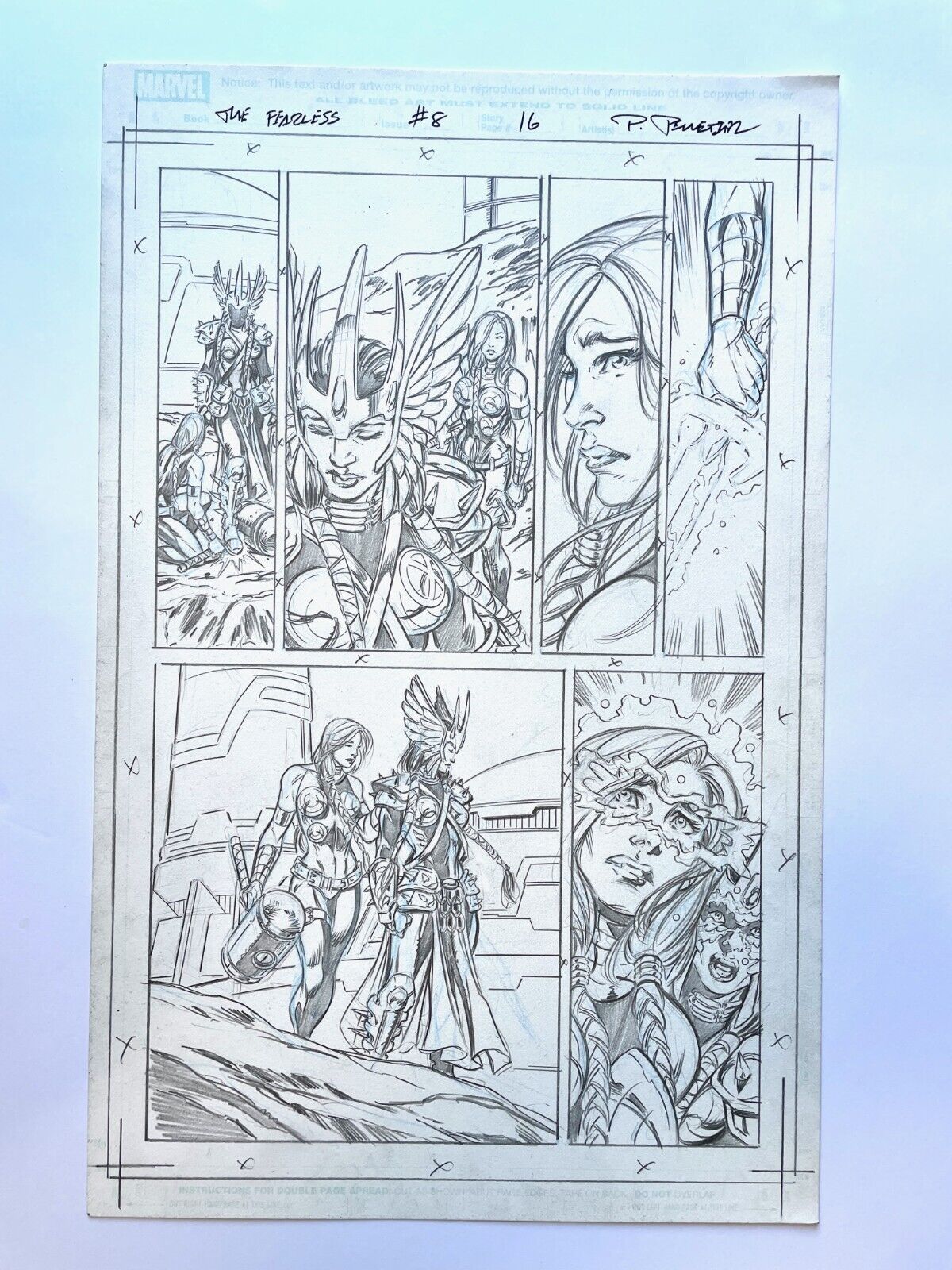 SIGNED PUBLISHED PAUL PELLETIER MARVEL THE FEARLESS #8, PG 16 MAGICK, VALKYRIE