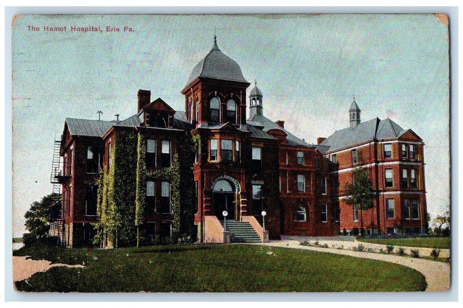 1909 The Hamot Hospital Building Erie Pennsylvania PA Posted Antique Postcard