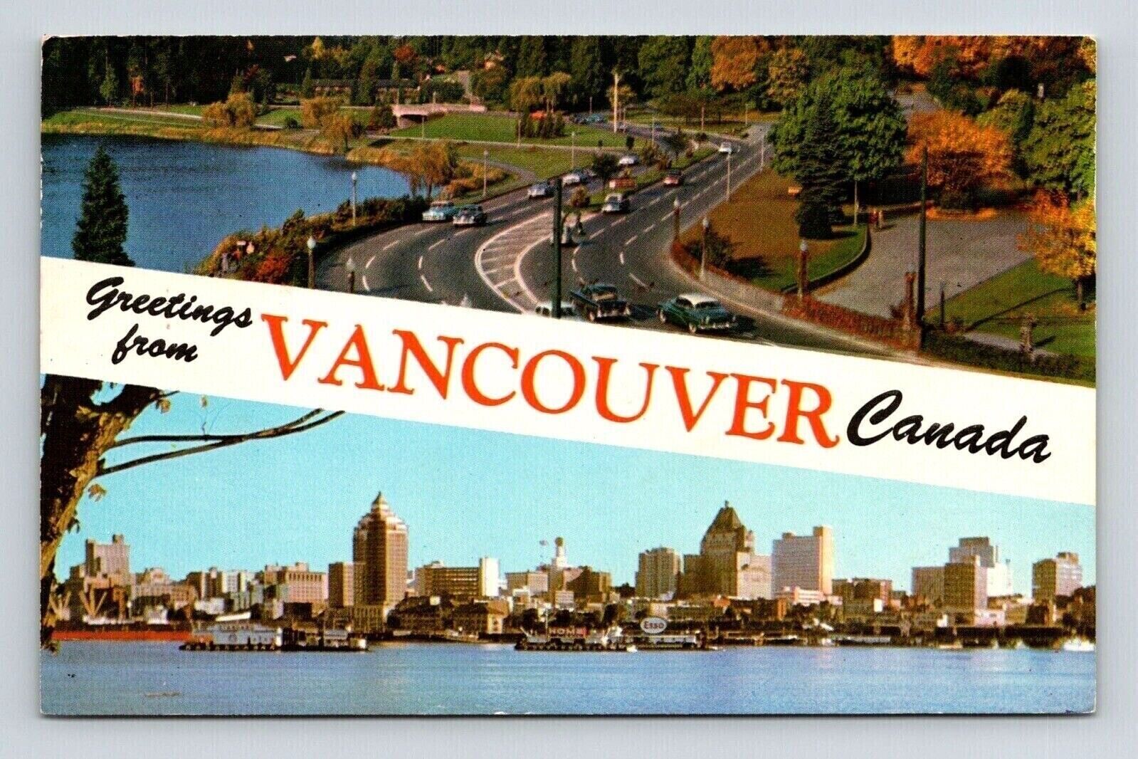 Greetings From Vancouver BC British Columbia Canada Dual View Postcard PM Cancel