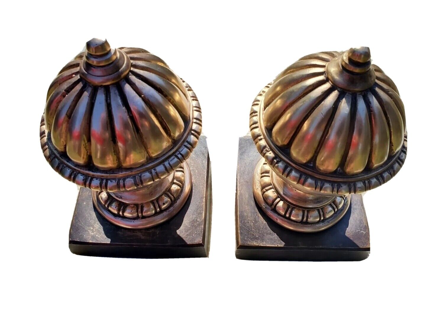 Bronze bookends by Theodore Alexander Hand cast finials bronze base 2 Piece Set
