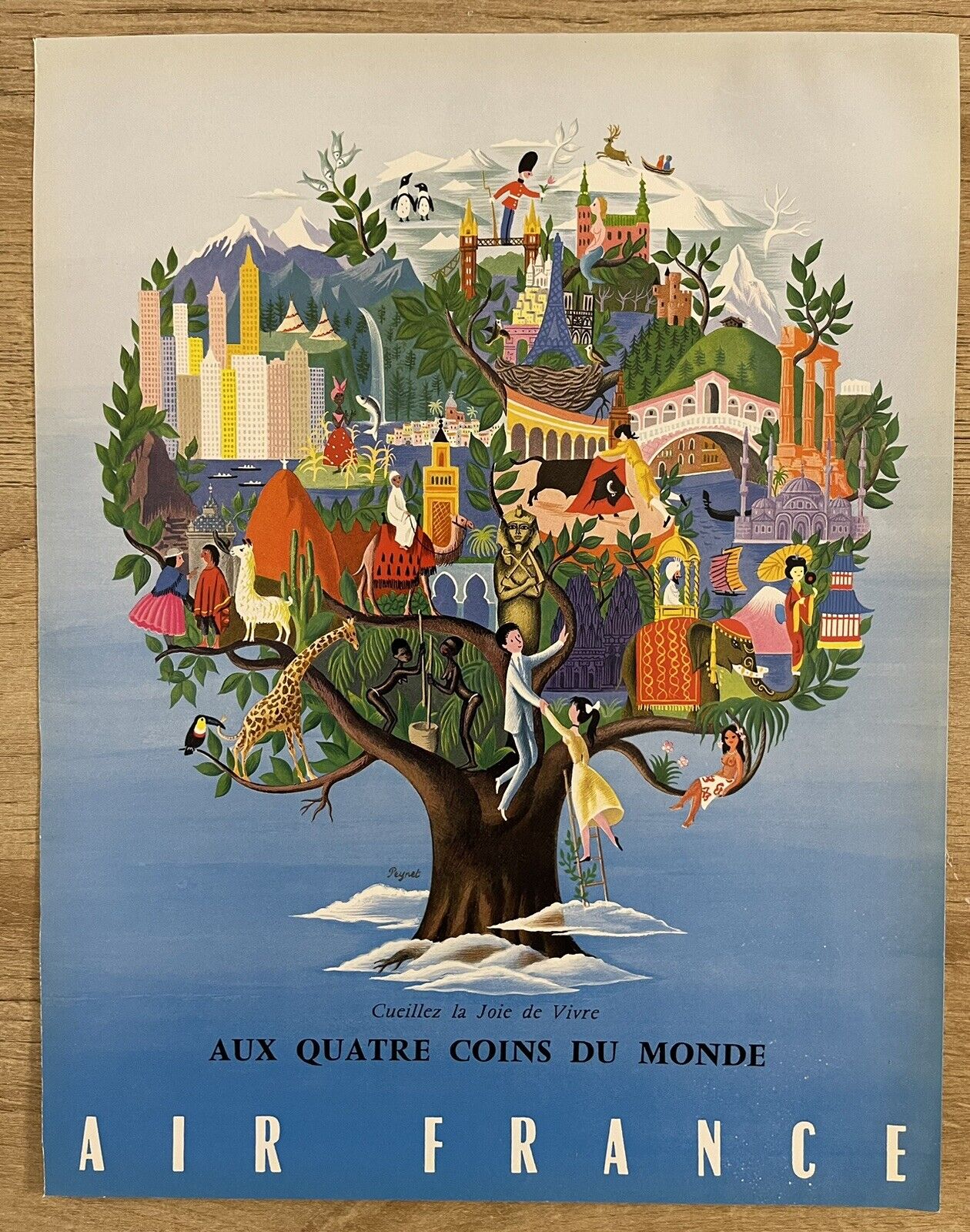 Vintage Print Ad - Air France Airlines - Full Color Advertisement From 1956