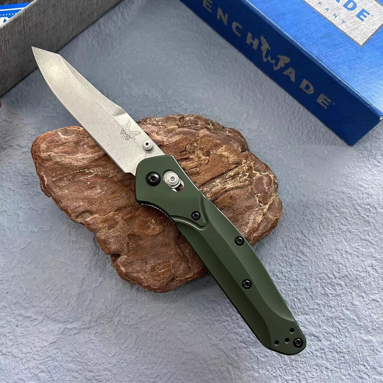 Benchmade 940 Osborne Green 6061-T6 Handle Plain 3.4\'\' S30V Folding Knife
