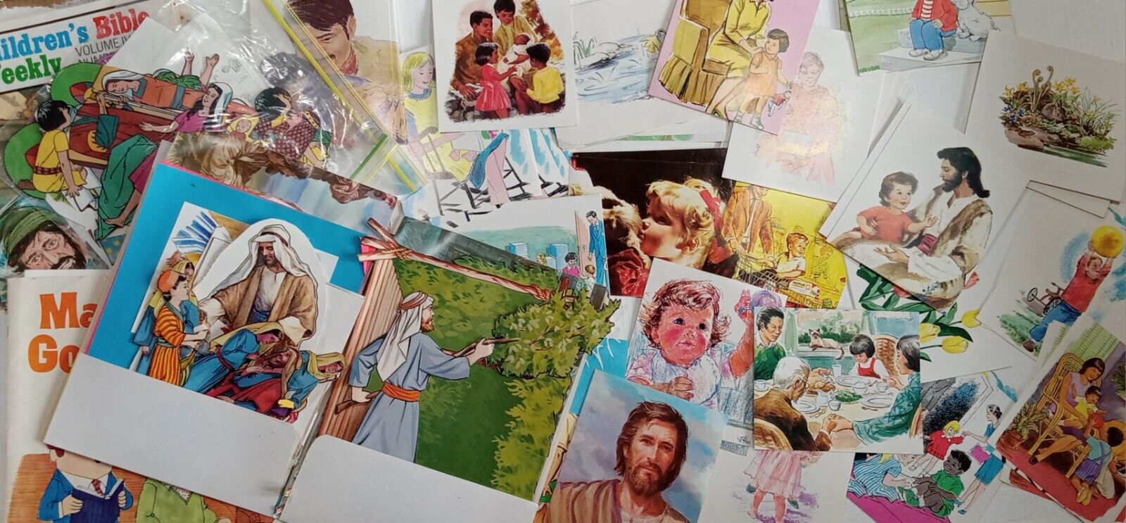 VTG 70's Lot Of Toddler Childrens Church Teaching Cut Outs And Take Home Cards 