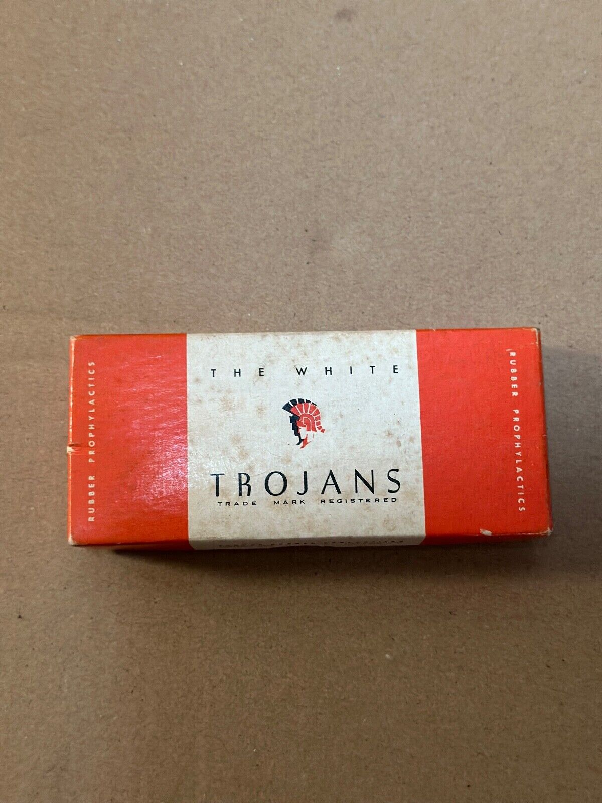 SUPER RARE Vintage- The White Trojans Condom Tins (4) in Cardboard DOZEN BOX