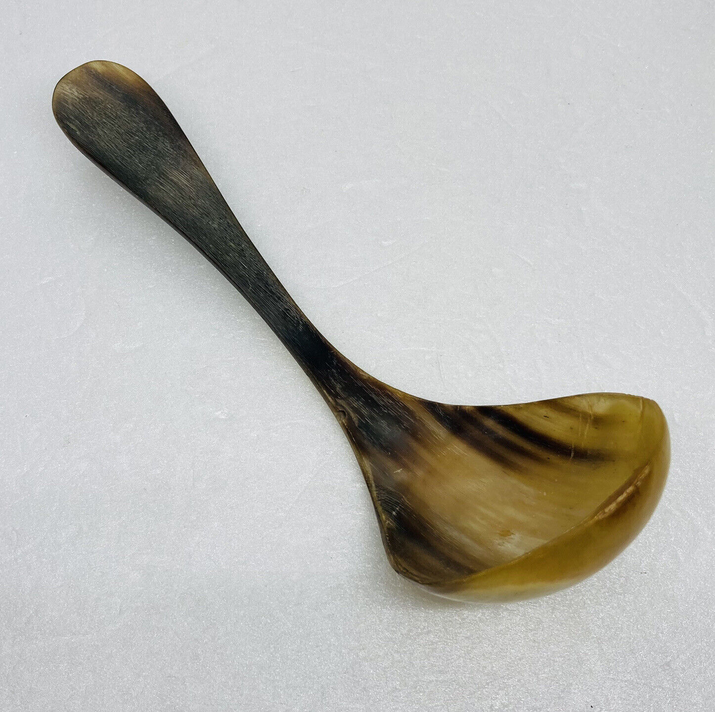 Vintage 1970s Handmade Deer Horn Ladle Spoon 6.5” Unique Round Utensil 30