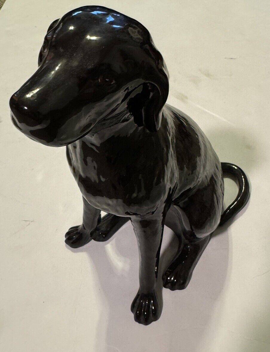 Large Ceramic Black Labrador Statue 11.5 In.
